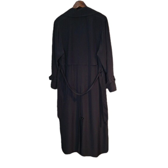 Vintage UTEX Chic Trenchcoat Size 12 Women's Black Belted Double Breasted - Picture 3 of 11